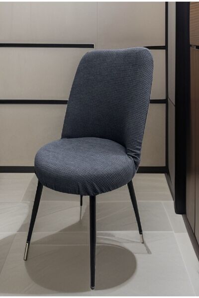 ÖZMAKAN Oval Sandalye Kılıfı ,sandalye Örtüsü Likralı , Lastıklı , Yıkanabılır 1 Adet Antrasit Renk