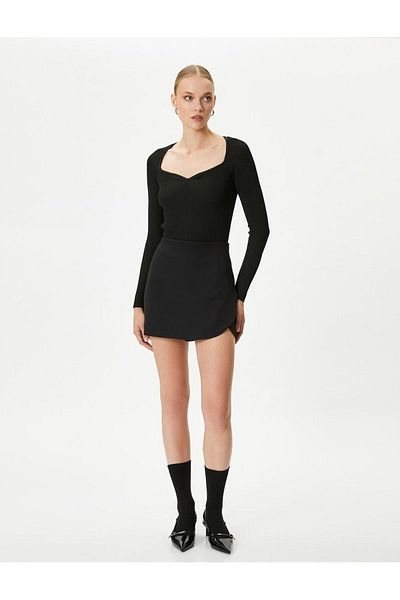 Koton Heart Collar Ribbed Knitwear Sweater - Regular Fit