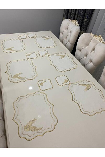 İNCİ ÇEYİZ Birinci Kalite Keten Üzeri Nakışlı Amerikan Servis Supla Ve Koktey...