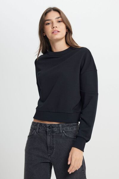 WRANGLER Relaxed Fit Geniş Kesim Bisiklet Yaka Kadın Antrasit Sweatshirt
