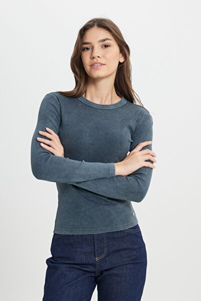 WRANGLER Slim Fit Slim Fit Crew Neck Dark Blue T-Shirt