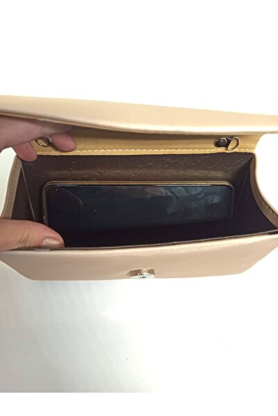dizaynbag Kadın nude saten mini abiye çanta
