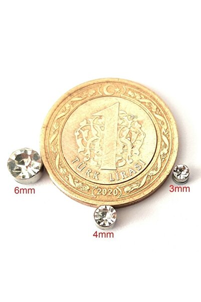 Market66 Beyaz 6mm Mıknatıslı Küpe Ince Zirkon Taşlı 1 Çift Burun Kulak Dudak Hızma Manyetik Çelik