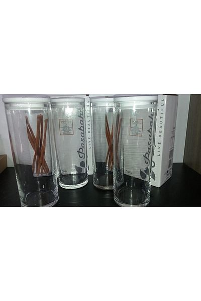 Paşabahçe 43756 Vacuum Glass Jar - Glass Food Storage Container 4 Pieces White