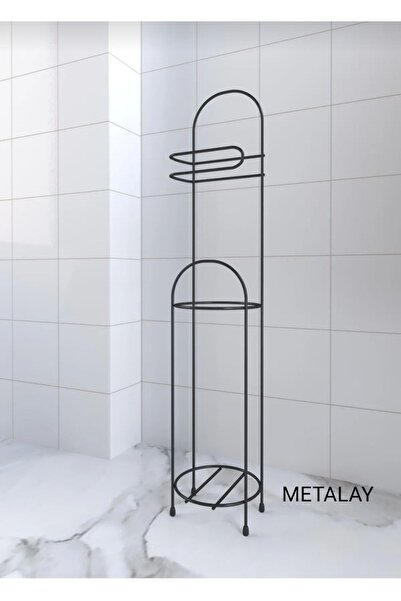 METALAY حامل ورق تواليت معدني احتياطي باللون الأسود