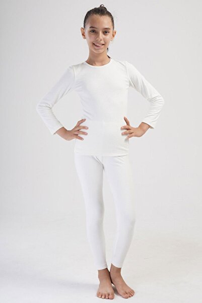 C&City Ecru Girl's Thermal Set - Long Sleeve, Crew Neck 405161