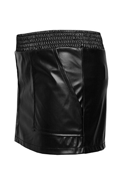 BRZ KIDS Fustă de buzunar din imitație de piele cu talie elastică