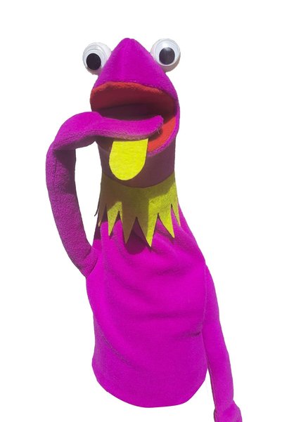 Uçaneller Kuklaevi Purple Frog Vantrologist Hand Puppet