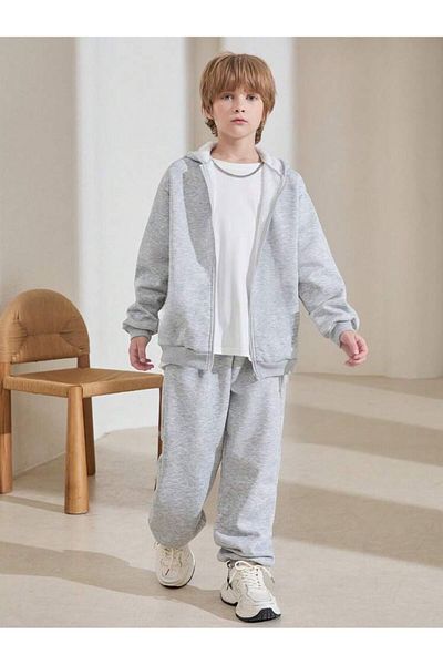 Afternoon Kids Gray 3-Piece Kids Tracksuit Set - Unprinted