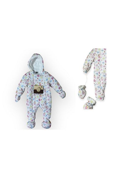 Hayalim Baby Cake Printed Two Side Zipper Hooded Baby Girl Cosmonaut Jumpsuit Coat
