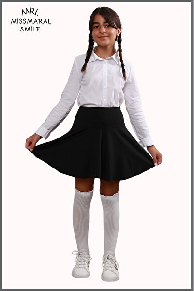 missmaral Fusta de școală pentru fete, neagră, talie înaltă, cu pantaloni scurți în interior, școală-joc-sport- Fusta pentru activități 23 aprilie