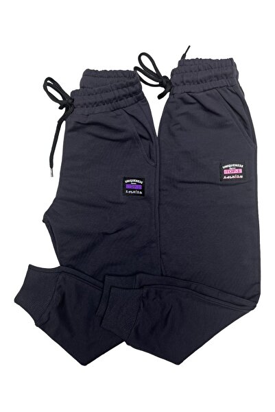 Cloise Likralı 2 Ip Unisex Çocuk Ribanalı  Füme Eşofman Alt