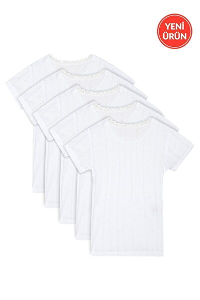 ÖZKAN underwear Özkan 42780 - 5-pack Girl's Tank Top, 100% Cotton, Transfered, Flexible and Comfortable, Short Sleeve