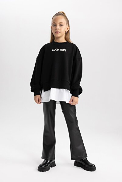 DeFacto Girl's Spanish Leg Faux Leather Leggings - A7632a823au