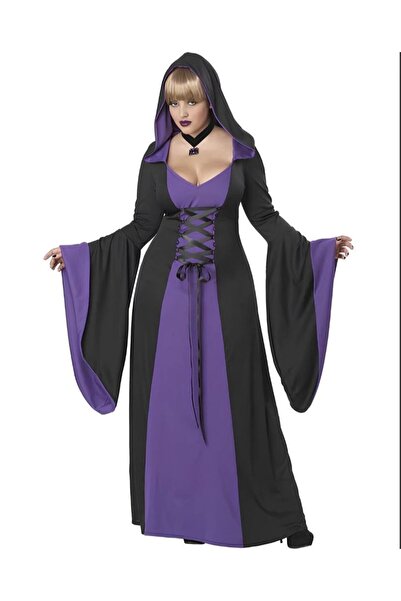 Kadıköy Kostüm Στολή για ενήλικες Μαύρη Μωβ Μάγισσα