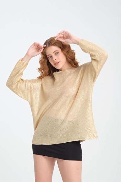 Su Moda Γυναικεία μπλούζα - Λεπτό πουλόβερ Mercerized - Λαιμόκοψη - Φινίρισμα - Επικάλυψη - Άνετη εφαρμογή - Uzunkol