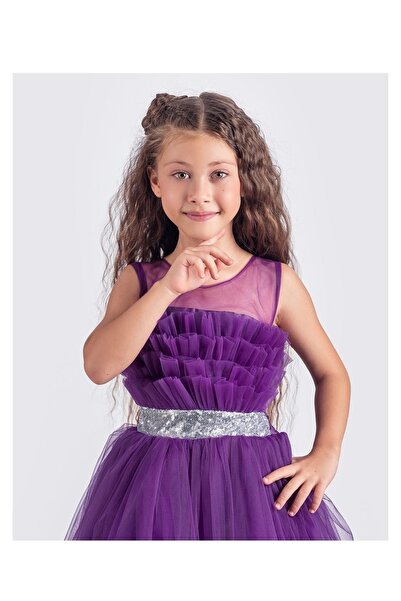 KT PERA BABY Kiz Çocuk Firfirli Abiye Mezuniyet Elbisesi