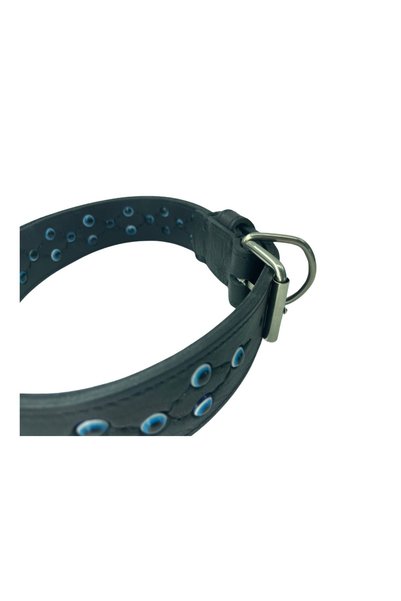 Rebel Dog Premium Genuine Leather Handmade Dog Collar with Evil Eye Beads 66cm//4cm (53cm-62cm Hole Distance)