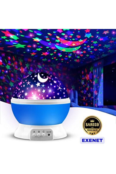 EXENET Süper VIP Ay Yıldız Lamba USB'li Renkli LED Projeksiyon Gökyüzü Galaks...