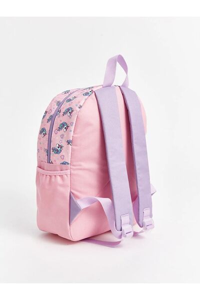 LC Waikiki LCW ACCESSORIES Pembe Baskılı Çok Bölmeli Kız Çocuk Okul Çantası