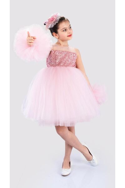 Buse&Eylül Bebe Φόρεμα για πάρτι γενεθλίων για κορίτσια με πολύχρωμα μανίκια Pemde