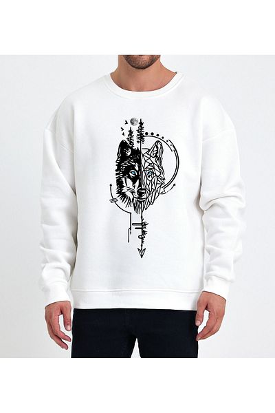 Uniquetex Φούτερ VEK Oversize Wolf Design - Crew Neck