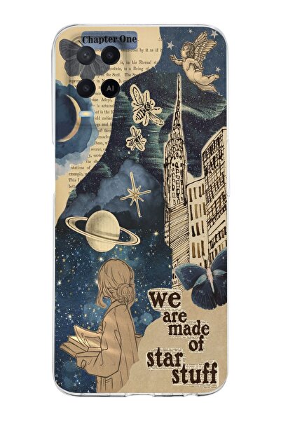 moonset Oppo A54 Uyumlu Star Stuff Tasarımlı Baskılı Şeffaf Telefon Kılıfı