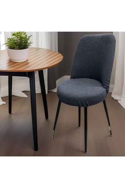 ÖZMAKAN Oval Sandalye Kılıfı ,sandalye Örtüsü Likralı , Lastıklı , Yıkanabılır 1 Adet Antrasit Renk