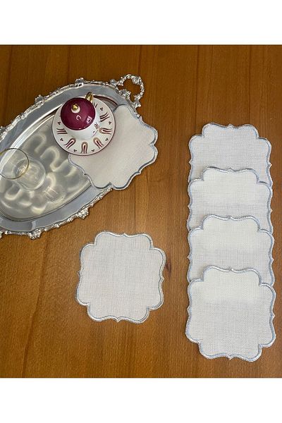 Smiling Home Lenjerie Lenjerie Argintiu Culoare Elegantă 6 Bucăți Servețele de Prezentare Cocktail