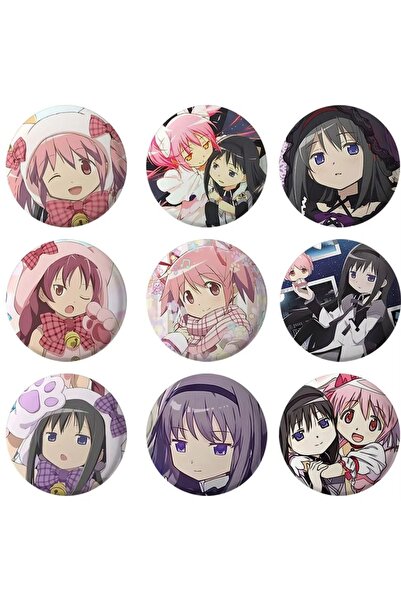 Major Selection Puella Magi Madoka Magica Temalı 9 Adet Rozet 44 mm