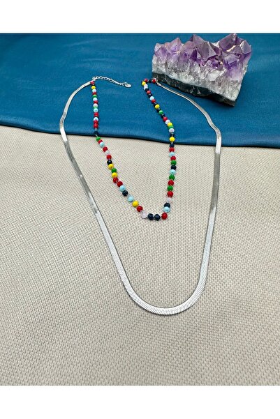 Opia Takı & Aksesuar Italian Chain Silver Necklace - Women's Steel Double