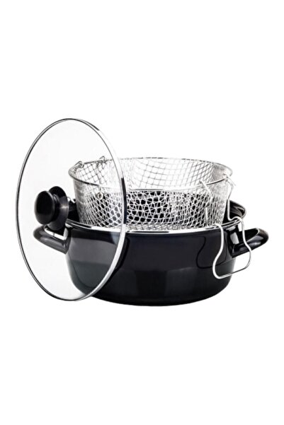 Laviss 24 Cm Enameled Glass Potato Chili Pumpkin Sausage Fryer Pot with Lid