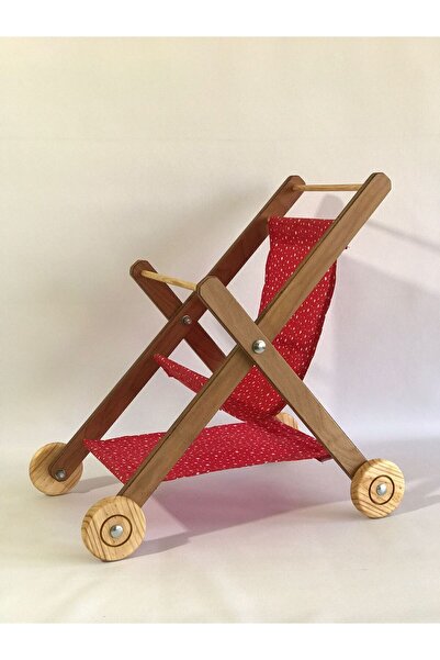 OZZANİ WOOD Ahşap Oyuncak Bebek Arabası Yürüteç Ilkadım Retro Ilk Adım Katlanır