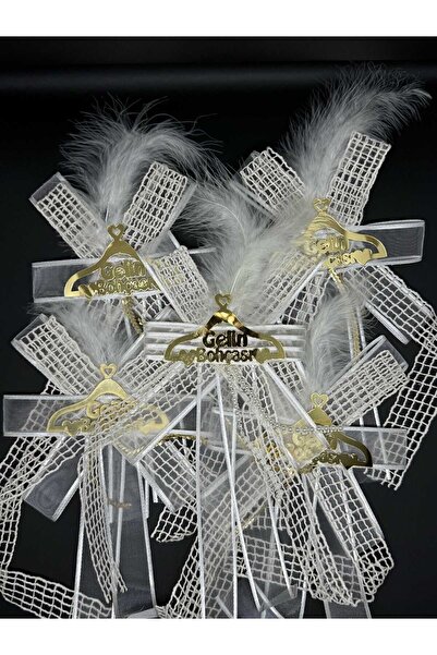 Leyli Kına Gelin Bohçası Için 'gelin Bohçası' Yazılı 5 Adet Beyaz Bohça Çiçeğ...