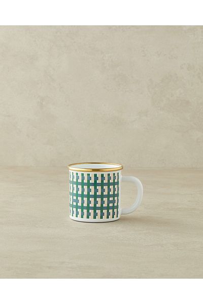 English Home 350 ml Colorful Retro Checkered Enamel Mug