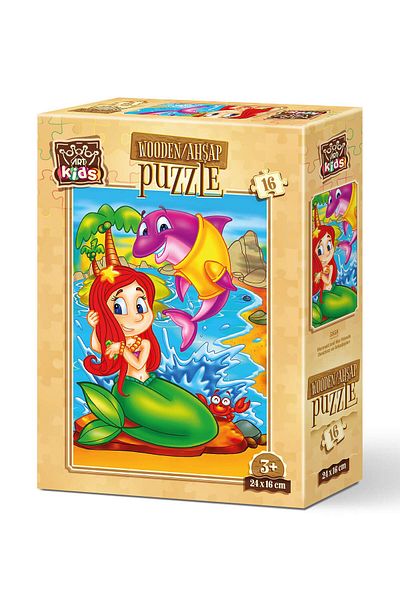 Art Puzzle 16 Piece Wooden Puzzle - Mermaid and Friends