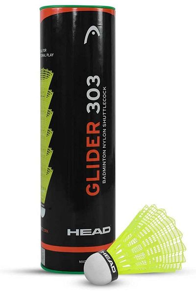 Head Glider 303 Nylon Shuttlecock with Natural Cork (Slow, Pack of 6), Green (NA370A)