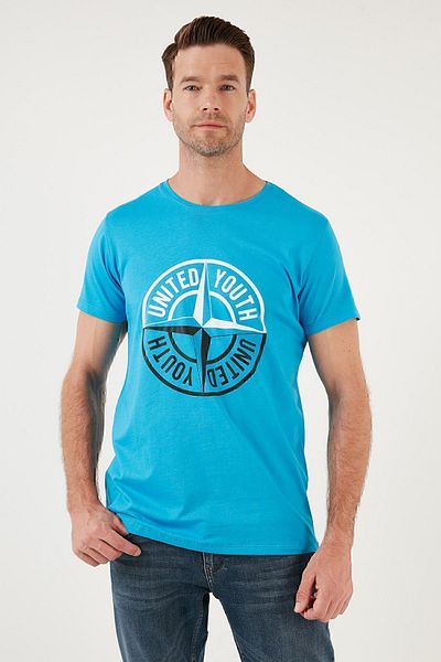 Buratti Tricou pentru bărbați, 100% bumbac, cu decolteu rotund, slim fit, tricou pentru bărbați 541COMPULA