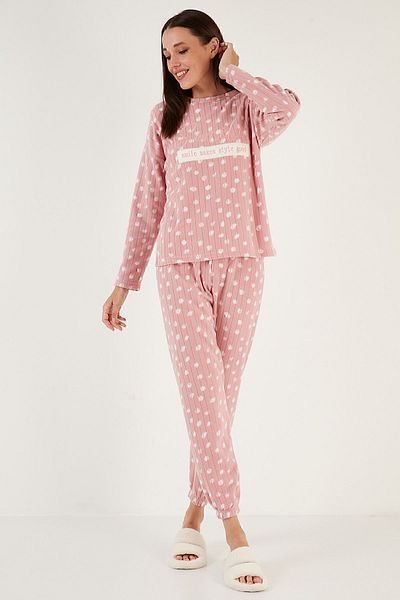 Lela Regular Fit Crew Neck Fleece Pajama Set PAJAMA SET 6571007