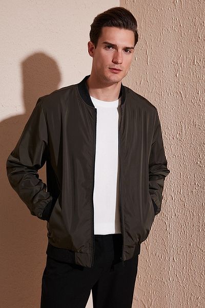 Buratti Slim Fit Zippered College Collar Bomber Thin Coat Ανδρικό παλτό 497teker