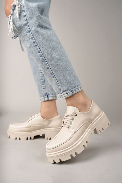 Entella Store Γυναικεία Μπεζ Lace-Up Loafer Παπούτσια