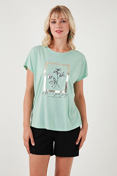 Lela Μπλουζάκι με στάμπα με λαιμόκοψη - κανονική εφαρμογή 6671006