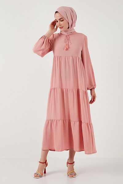Lela Stand Collar Long Modest Φόρεμα - ΦΟΡΕΜΑ με κανονική εφαρμογή 611EL545