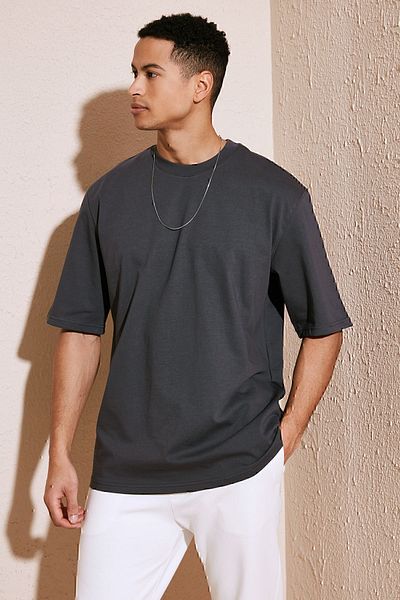 Buratti Βαμβακερό Oversize Crew Neck Basic T-shirt Ανδρικό T-shirt 5902365