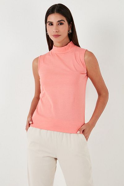 Lela Cotton Sleeveless Stand Collar T Shirt T SHIRT5865710