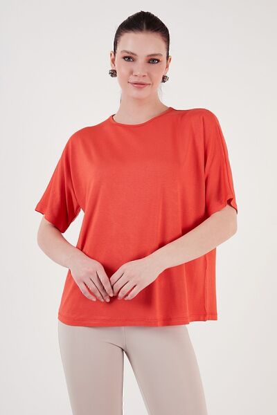 Lela Crew Neck Oversize Stretchy Textured Blouse BLUZ5864528