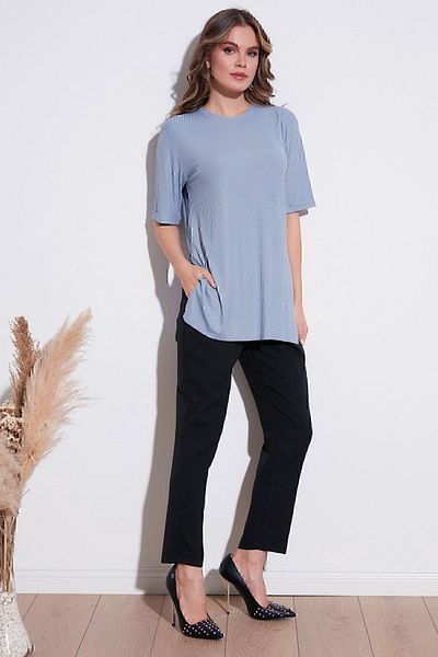 Lela Μπλούζα Oversize Crew Neck Slit Λεπτομερής μπλούζα 5863683