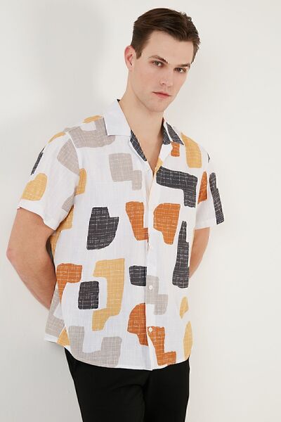 Buratti Pamuklu Regular Fit Apaş Yaka Kısa Kollu Gömlek Erkek GÖMLEK CF24S117507