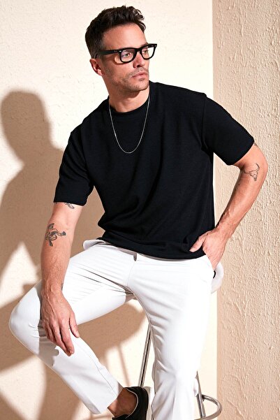 Buratti Βαμβακερό ανδρικό μπλουζάκι με κανονική εφαρμογή με λαιμόκοψη 5902767