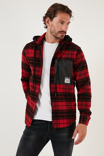 Buratti Plaid Hooded Zippered Oversize Winter Lumberjack Shirt Men's SHIRT CF24W197032